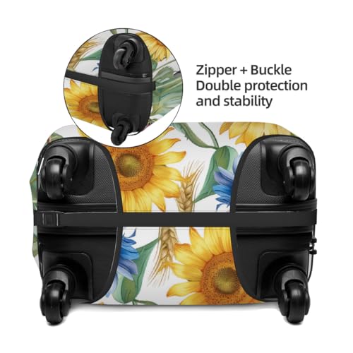 Sunflower Poppy Daisy Floral Stretchable Luggage Covers for Suitcase TSA Approved, Dust Proof and Scratch Resistant Travel Luggage Protector for Carry On (18-21 in)3