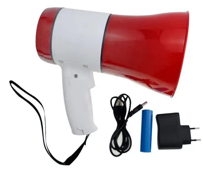 Image of kh Handheld Megaphone with Loud Speaker Built-in, Recorder USB Memory Card Input Talk Record Play Siren Music, Rechargeable Battery Included with Dog Bark Voice