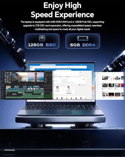 Image of 15.6 inch AI Laptop with Office 365, 6GB RAM 128GB SSD, Win 11 Laptops