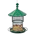 Metal Bird Feeder Tube Hanging Wild Bird Seed Feeder Squirrel Proof Birds Feeder for Outside Decoration, Large Capacity Feeder for Outdoor Garden,Green