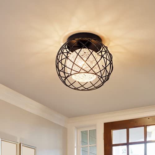 Nuodifan Light Fixtures Ceiling Mount, E26/E27 Hallway Light Fixtures Ceiling, 24In Vintage Black Ceiling Light For Farmhouse Bedroom Kitchen Etc. #TOP2