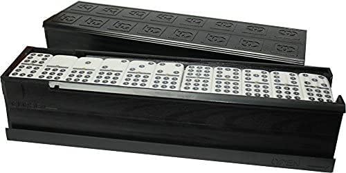 Bene Casa - Double 9 Dominoes Set With 4 Domino Trays - 55 Piece Set - Trays Convert Into Storage Box - Dominoes Feature Brass Spinners #TOP2