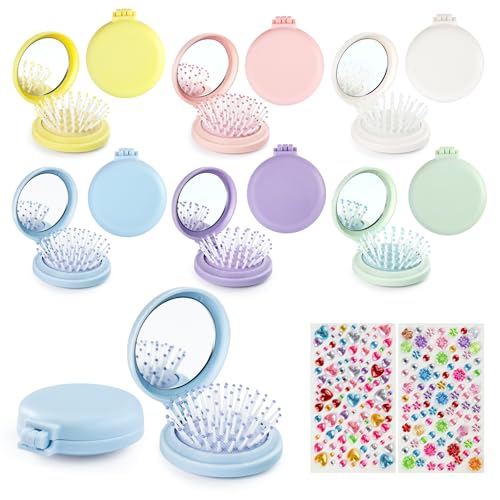 12 Peines Plegables con Espejo de Viaje Compactos miniatura 1