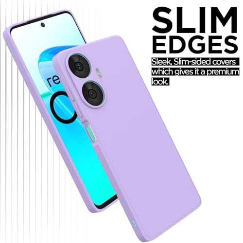Image of Outlouders Back Cover for Realme Narzo N55 / Realme C55 | Camera Protection | Durable Soft Matte Silicone Bumper Case (Purple)
