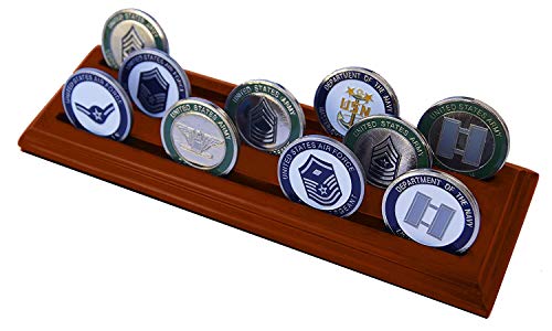 DECOMIL Military Collectible Challenge Coin Holder (Medium, 3 Rows) Solid Walnut