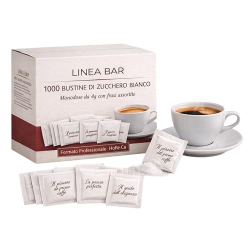 1000 Bustine di Zucchero Bianco Extra Fine - Set Accessori Caffè per Casa,Bar, Ristoranti, Alberghi 4gr
