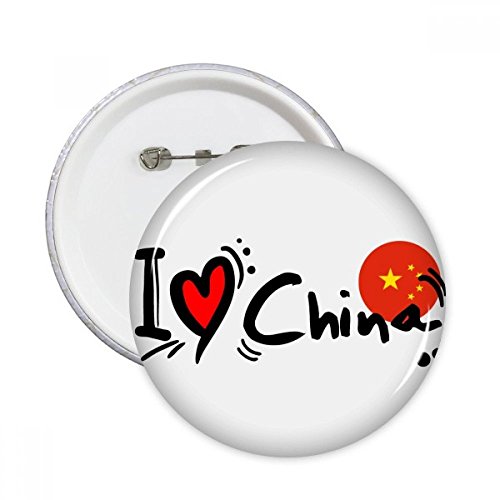 Badge I Love Chine broches rondes idée cadeau lot déco vêtement motif cœur