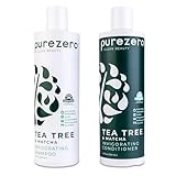 Purezero Tea Tree & Matcha Shampoo and Conditioner Set - Nourishing & Invigorating Scalp Treatment - Zero Sulfates, Parabens, Dyes Vegan and Cruely Free (12 Fl Oz (Pack of 2))