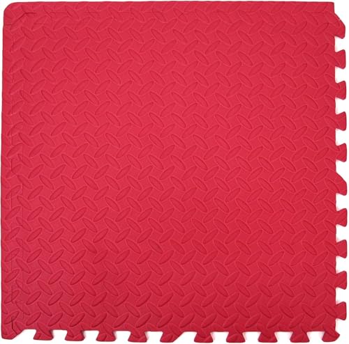 Easimat Red Anti-Fatigue Floor Mat (4 mats - 1.48m2/16sqft), Diamond Plate Pattern, EVA