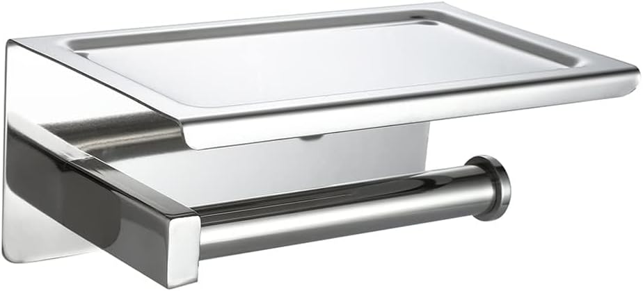 Chrome Wall - Mount Toilet Paper Holder with Shelf, Bathroom & RV Must - Have Accessory,White-Fruit Peach5-7.5 * 4.5 * 3.7in