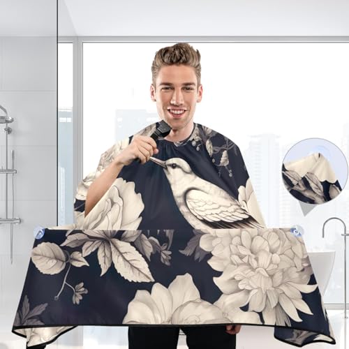 Capa profesional impermeable para corte de cabello White Flowers and Bird con cierre ajustable de broche para estilismo y peluquería miniatura 6