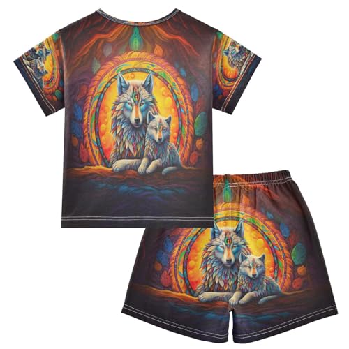 senya Short Sleeve Pajamas Sets Summer Cotton Sleepwear 4143-wolf2