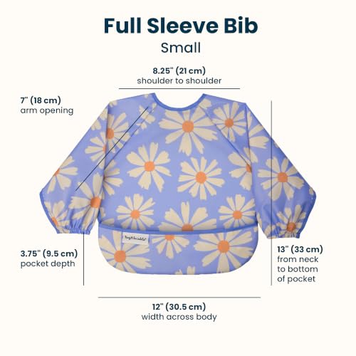 Image of Tiny Twinkle Long Sleeve Bib for Babies & Toddlers | Waterproof Smock Bib for Eating | Machine Washable & Mess-Proof Feeding Essentials | Newborn Shower Gift (Daisies, 6-24M)