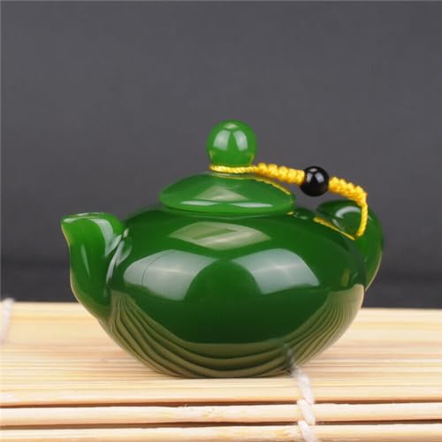 YTDJJWLS 6cm China Natural Green Jade Hand Carved Statue Wine Tea Pot Flagon Stoup Decor