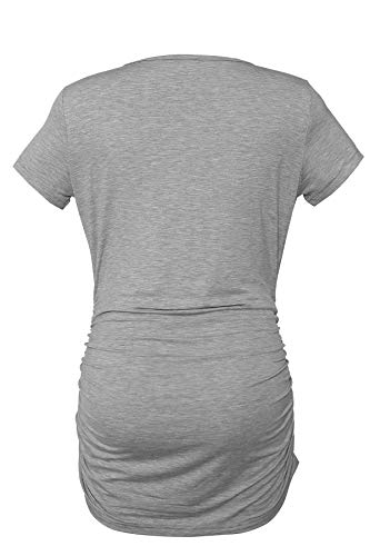 Smallshow Women's Maternity Shirt Side Ruched Tunic Pregnancy Top Clothes 3-Pack Black/Light Grey/Army Green Medium #TOP4