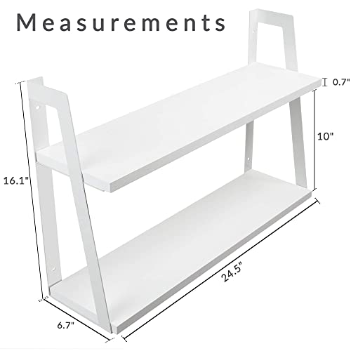 Peter's Goods 2-Tier Modern Rustic Floating Wall Shelves, Modern White - Great As Bathroom Storage Or Decor Shelf Over Toilet, For Bedroom, Kids Room, Nursery, Kitchen, Floating Bookshelves & More #TOP2