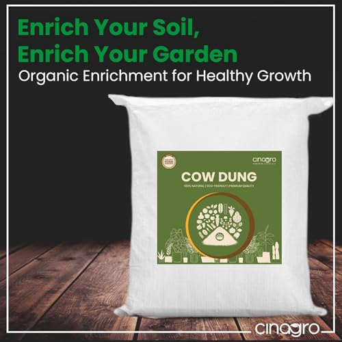 Image of Cinagro Organic Cowdung Manure 1 Kg Fertiliser, 100% Natural Growth Booster | Nutrient Rich Fertiliser, Compost for Home Garden, Improves Plant Health