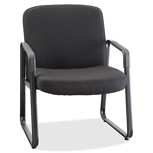 Lorell Big And Tall Fabric-Upholstered Guest Chair, 35" X 26.3" X 27.3", Powder Coated, Black #TOP5