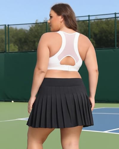 Women's Plus Size Pleated Skirt Athletic 2 in 1 Skort Tennis Skirts High Waist Summer Workout Golf Stretch Skirt4