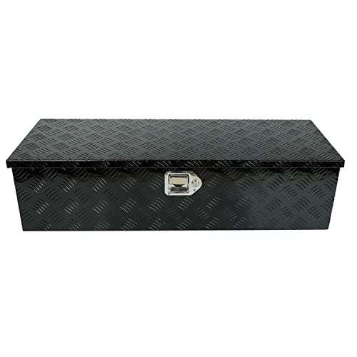 Tyfyb 39"X13"X10" Black Aluminum Heavy Duty Pick-Up Truck Bed 5 Bar Tread Tool Box Trailer Storage Tool Box With Lock & Keys #TOP2