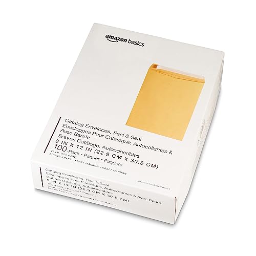 Amazon Basics Catalog Mailing Envelopes, Peel & Seal, 9x12 Inch, Brown Kraft, 100-Pack - AMZP13 image 2