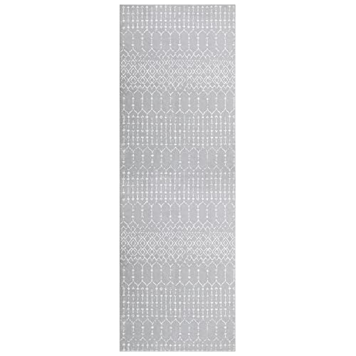 Seavish Washable Runner Rug For Hallway 2X6 Light Grey Moroccan Trellis Rug Low Pile Boho Tribal Rug Runner Non-Shedding Soft Floor Carpet For Bedroom Kitchen Laundry Living Room Foyer #TOP7