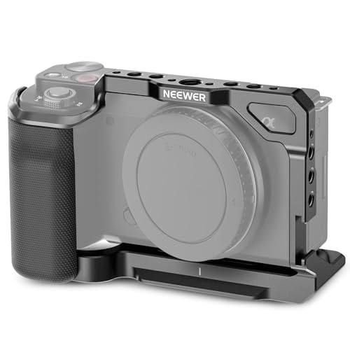 NEEWER ZV-E10 Cage de Caméra, Poignée en Silicone, Filetage 1/4", Trous Arri 3/8", Base QR de Type Arca, Plate-Forme Vidéo Métal Compatible avec SmallRig Poignée DJI RS Gimbals Sony ZV-E10, CA003S
