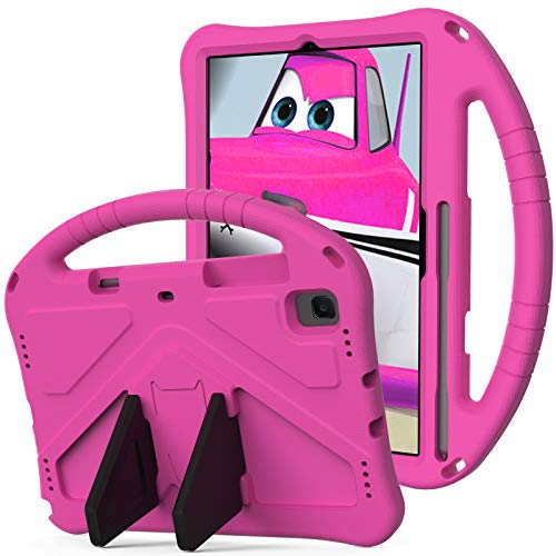 Coque Samsung Galaxy Tab A7 10.4 Rose Rouge antichoc avec béquille et poignée intégrée
