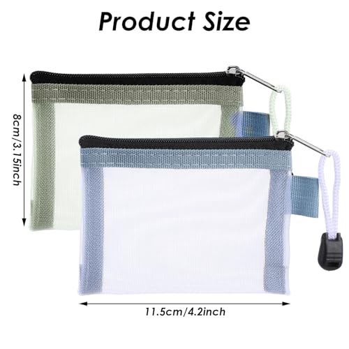 5 Pack Mini Zipper Mesh Bags,3 x 4.5 Inch Mesh Nylon Zipper Pouch Bags,Nylon Makeup Organizer,Portable Travel Cosmetic Pouch,Storage Coin Purse for Small Items Credit Card Key Lipstick3