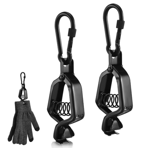 CraftyDream 2pcs Glove Clip Firefighter Glove Strap Stainless Steel Powerful Bite Gloves Holder for Tactical Backpack, Tool Belt, Outdoor Accessory