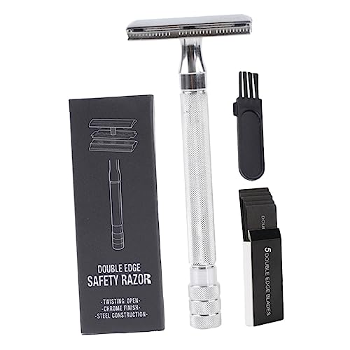 WRITWAA Traditional Manual Razor Set Shaver Alternative Double Edged Razor Blade Metal Handle