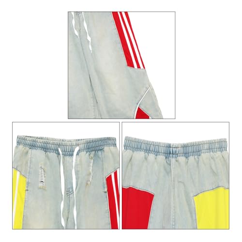 YOOTIKO Women Striped Drawstring Jeans Elastic High Waisted Straight Wide Leg Baggy Sweatpants Jeans4