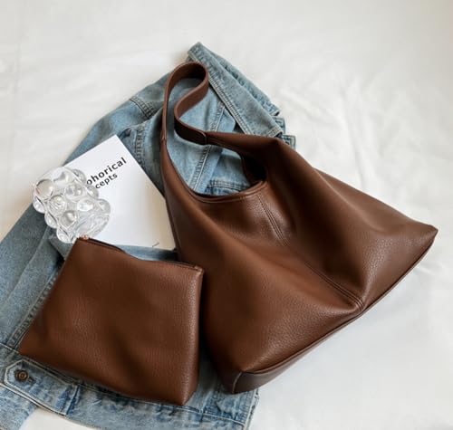 Caissip C-MQ-23BB32-BLACK Slouchy Hobo Bags For Women Tote Bag Retro Pu Leather Crossbody Bag Soft Shoulder Purses Handbags Large Capacity 2Pcs thumb #5