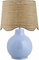 BoutiqueRugs Pojezerje Bohemian Ceramic Table Lamp for Bedroom, Bedside Nightstand - Decorative Boho Tabletop Lamp for Living Room - Rattan Shade - Light Blue, Beige