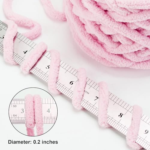 Image of INNDUN Blanket Yarn 3 Pack of 100g /3.5oz - Pink Chenille Yarn 6 Super Bulky - Knitting, Crocheting & Crafts Chunky Yarn