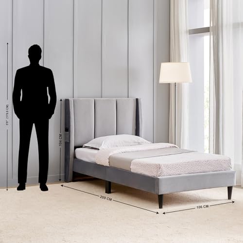 Image of Home Centre | Helios - Bravo | Engineered Wood | Single Beds | Grey | 1 Year Warranty