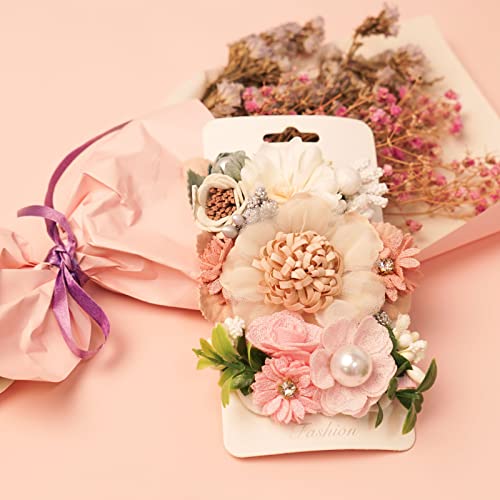 6 Pcs Handmade Flower Hair Bows Fully Lined Alligator Hair Clips Faux Pearls Floral Hair Clips Barrettes Hair Accessories For Women Girls Toddlers Kids Children #TOP5