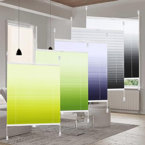 Persianas plisadas sin taladrar, 115 x 130 cm, elegantes persianas de poliéster gris para noche y día, para ventanas y puertas, fácil instalación, perfecto para decoración moderna del hogar