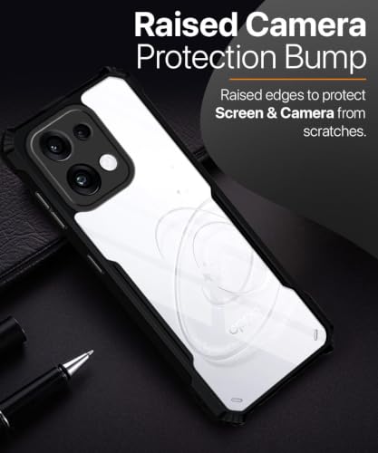 Image of WOW IMAGINE Shock Proof Clear Back Case Mobile Cover for Oppo Reno 16c 5G (Hard | Hybrid PC + TPU | Full Armour Device & Camera Protection | Black)