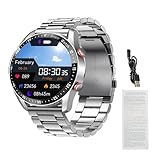 Oreilet Orologio Sportivo Intelligente, Smartwatch Monitoraggio Salute Chiamate BT 1,52' per Passeggiate, Escursionismo, Corsa, Orologio Fitness Impermeabile IP67 per Uomini e Donne (Acciaio
