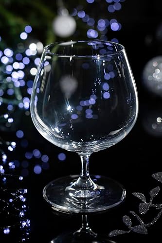 DIAMANTE Brandy Cognac Liqueur Glasses Pair - ‘Auris’ Collection Undecorated Crystal Snifter Glasses - Set of 2 (1400.702) - Image 6