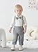 Toddler Dress Suit Baby Boys Clothes Sets Bowtie Shirts Suspenders Pants 4pcs Gentleman Outfits Suits 6 Month 6 Years(B-Gray,18-24 Months)