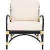 SAFAVIEH Home Collection Meara Tropical Coastal Black Rattan Accent Chair with Cushion (Fully Assembled)