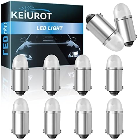 Keiurot 1893 Led Bulb 1895 1815 1816 53 57 Bulb BA9S Led Bulb for Indicator Lights Car Dome Map Trunk License Plate Courtesy Step Light White DC/AC 12V, 10-Pack