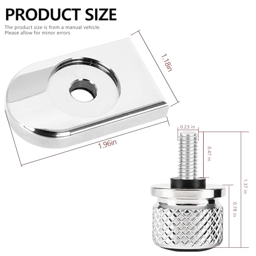 Image of 1 /4 inch-20 Thread Stainless Knurled Fender Rear Seat Bolt Screw with Knob Cover Tab Mount Kits Fits for Harley Touring Sportster Softail Dyna CVO Fatbob Electra Glide Street Glide 1996-2025
