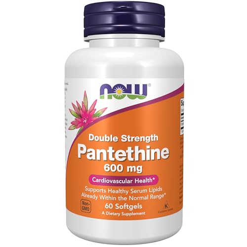 NOW Foods Supplements Pantethine (Coenzyme A Precursor) 600 mg Double Strength Cardiovascular Health* 60 Softgels