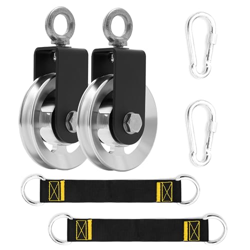 wantiekid Upgraded 90mm Aluminum Alloy Cable Pulley Wheel for Home Gym System, Heavy Duty with 600 LBS Max Load, Compatible with LAT Pulldown, Tricep Pushdown and Cable Machine Exercises（Two Package）