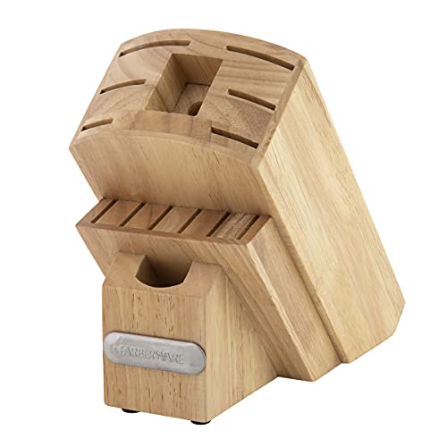 Farberware 15-Piece Forged Triple Rivet Knife Block Set, High-Carbon Kitchen Knife Set With Ergonomic Handles, 15-Piece Set, Razor-Sharp Knife Set, White #TOP1