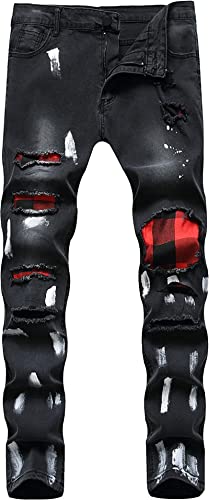 Men's Slim-fit Ripped Tapered Biker Jeans Pants Distressed Destroyed Slim Fit Jean Ripped Holes Skinny Denim Pants3