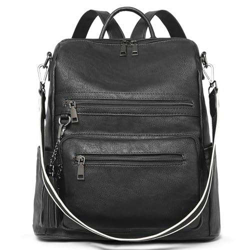 Sac à dos en cuir pour femme noir élégant et décontracté Telena